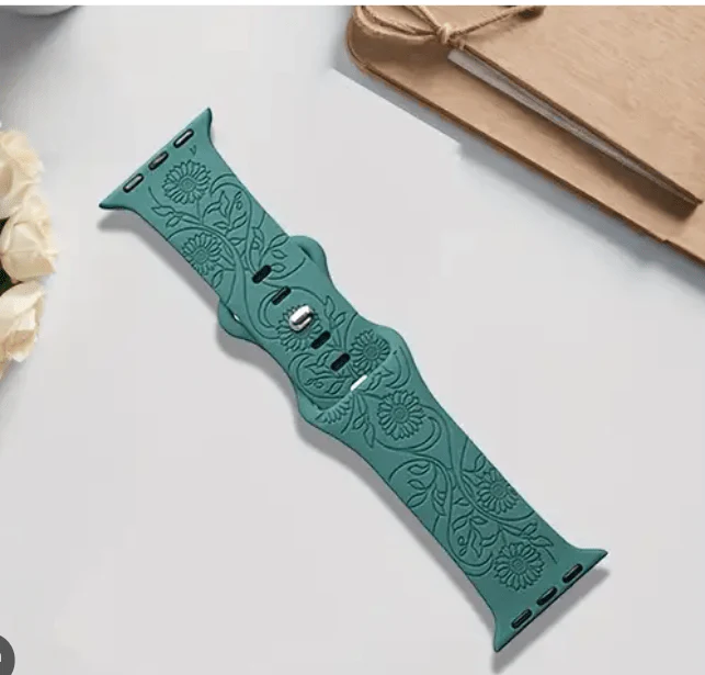 Engraved Silicone Watch Strap ,Stylish Replacement Band for Apple Watch - Image 5