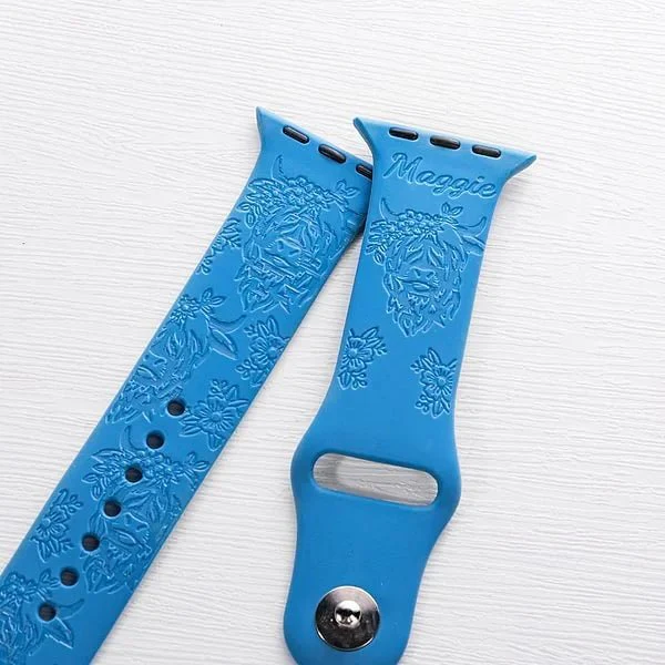 Engraved Silicone Watch Strap ,Stylish Replacement Band for Apple Watch - Image 4