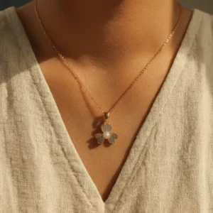 Radiant Gold Pearl Flower Jewelry Set