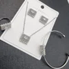 Elegant Crystal & Pearl Rectangle Jewelry Set - Image 4