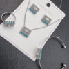 Elegant Crystal & Pearl Rectangle Jewelry Set - Image 3