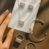 Elegant Crystal & Pearl Rectangle Jewelry Set - Image 2